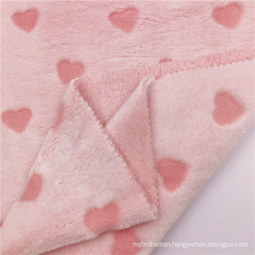 Elegant Pink Cut Flower Polyester Knitted Flannel Fabric